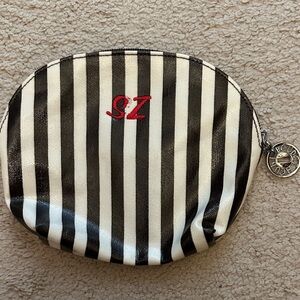 Henri Bendel Striped Black and White Travel Pouch